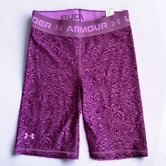Under Armour Purple Swirl Compression 8” Shorts Size M - Picture 1 of 11